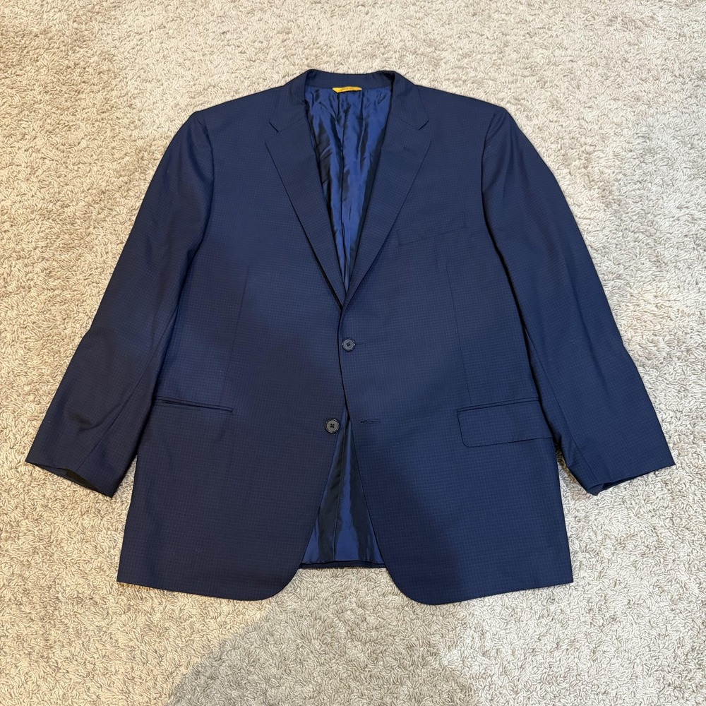 Hickey Freeman Blazer Mens 46 Regular Blue 100% Wool Two Button HB893 USA Jacket